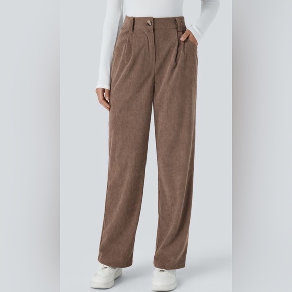 HALARA High Waisted Zipper Pocket Corduroy Casual Pants in Acorn size Large - Picture 11 of 12